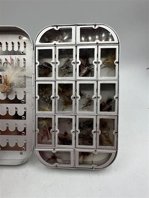 cabelas 16 compartment metal fly box|Vintage CABELA'S FLYBOX 16 Compartment w/ Flies Aluminum .